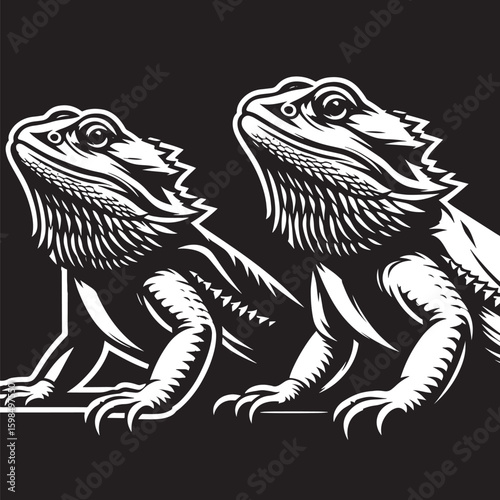 Wallpaper Mural Vector illustration of two iguanas in black and white colors Torontodigital.ca