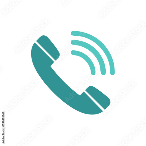 Teal Telephone Handset Receiver Ringing Communication Icon Graphic Symbol