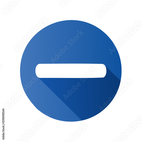 Blue circle icon with white minus symbol for negation and negative representation