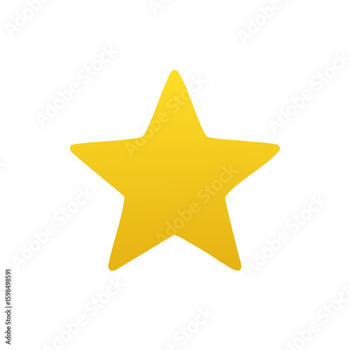 Simple Golden Star Icon, Award Shape, Single Isolated Object, Illustration