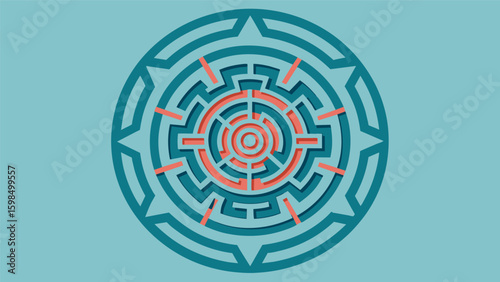 A mandala with a mazelike design offering a mindful activity to promote focus and reduce impulsivity.. Vector illustration