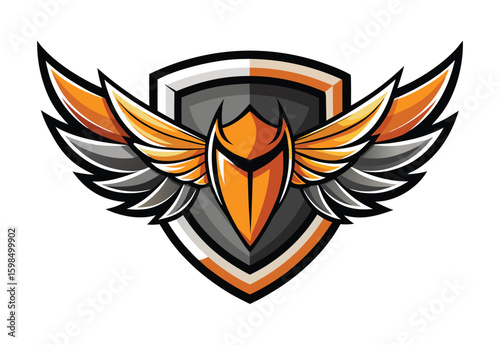 Winged Shield Mascot Logo Vector Design for Clipart Illustration Emblem Symbol Element Art