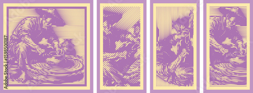 Dynamic Line Art of Potter Crafting Clay Pot on Wheel