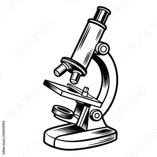 Vintage style microscope illustration for science and discovery