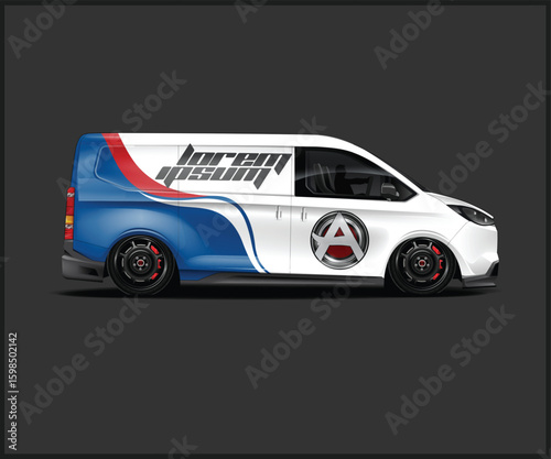 Customized Delivery Van with Graphic Design and Letter A Logo on the Side