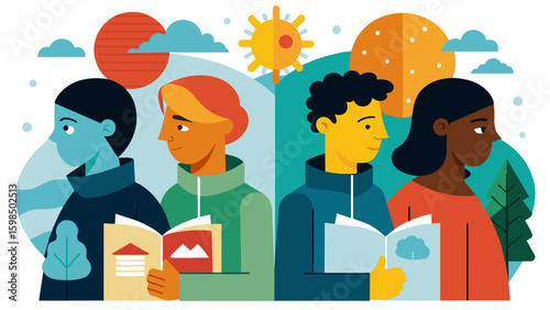 A mixed media collage of various magazine outs showcasing a stark contrast between images of people looking melancholic and withdrawn in the winter. Vector illustration