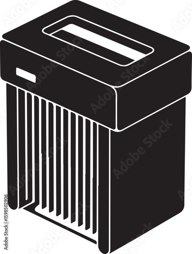 Isometric view of a black paper shredder silhouette