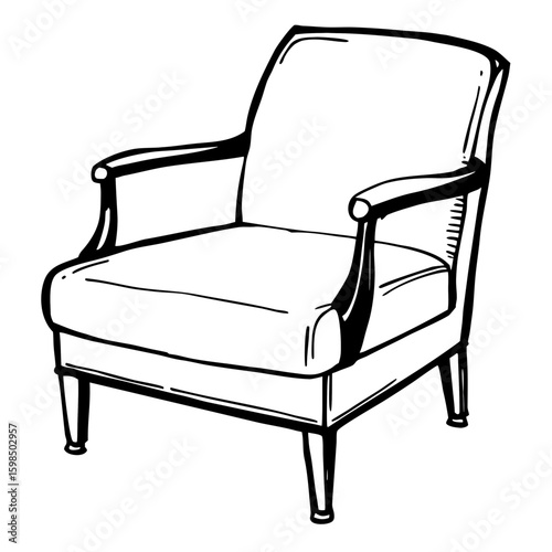 Classic armchair sketch design in minimalist style  