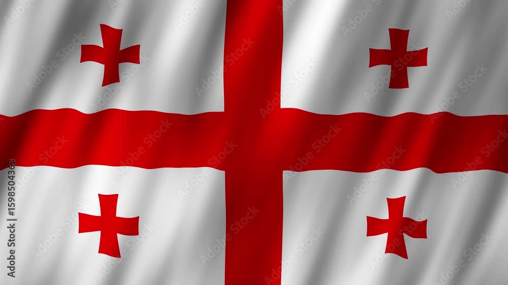 Georgian flag waving in the wind during a sunny day outdoors