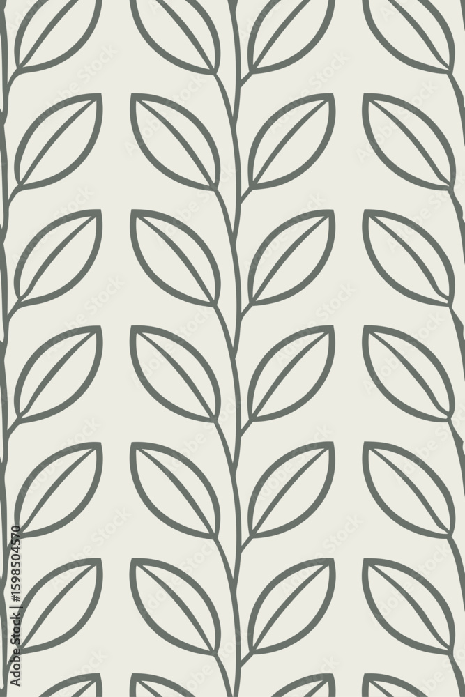 Fototapeta premium Thin linear leaves pattern on cream background leaf pattern botanical