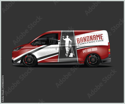 Construction Van Wrap Design Featuring Painter Silhouette and Company Branding Elements