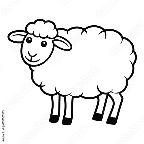 Simple cartoon drawing of a fluffy sheep