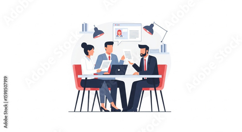 Business team interviewing candidate in office, recruitment and hiring concept