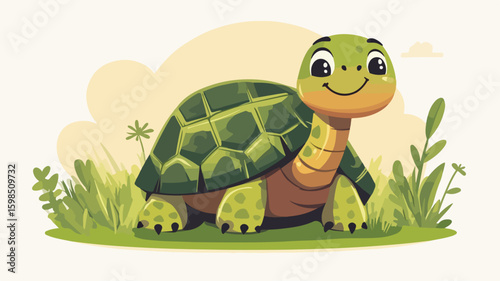 Happy Retro Cartoon Tortoise Vector Illustration for Joyful Designs