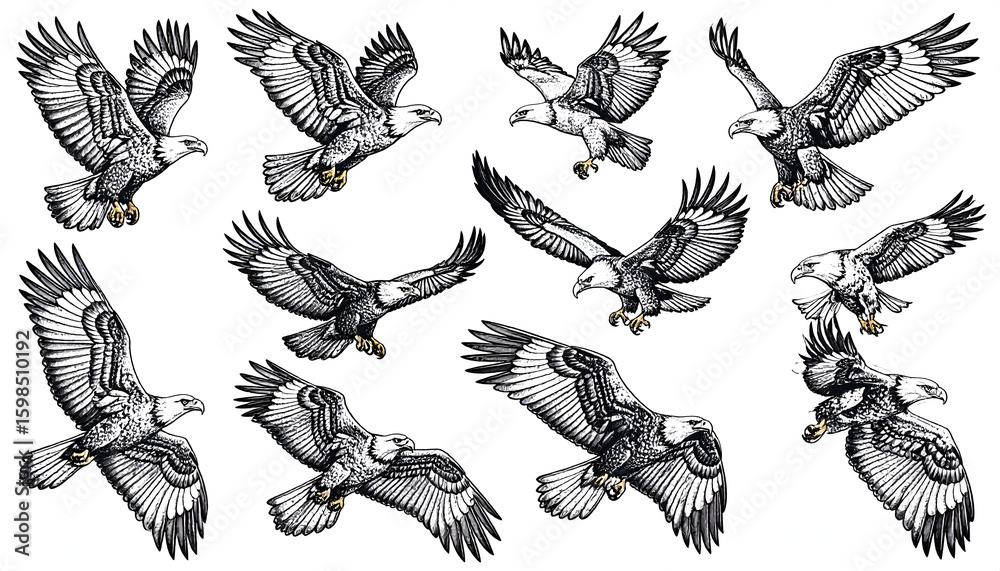 Fototapeta premium Bald Eagle Flight Collection.