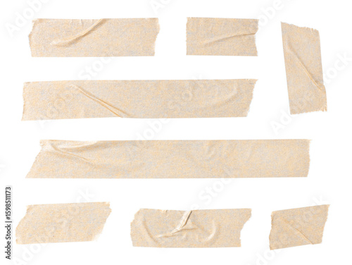 Set of brown masking tape sticker cut out. Mock up template