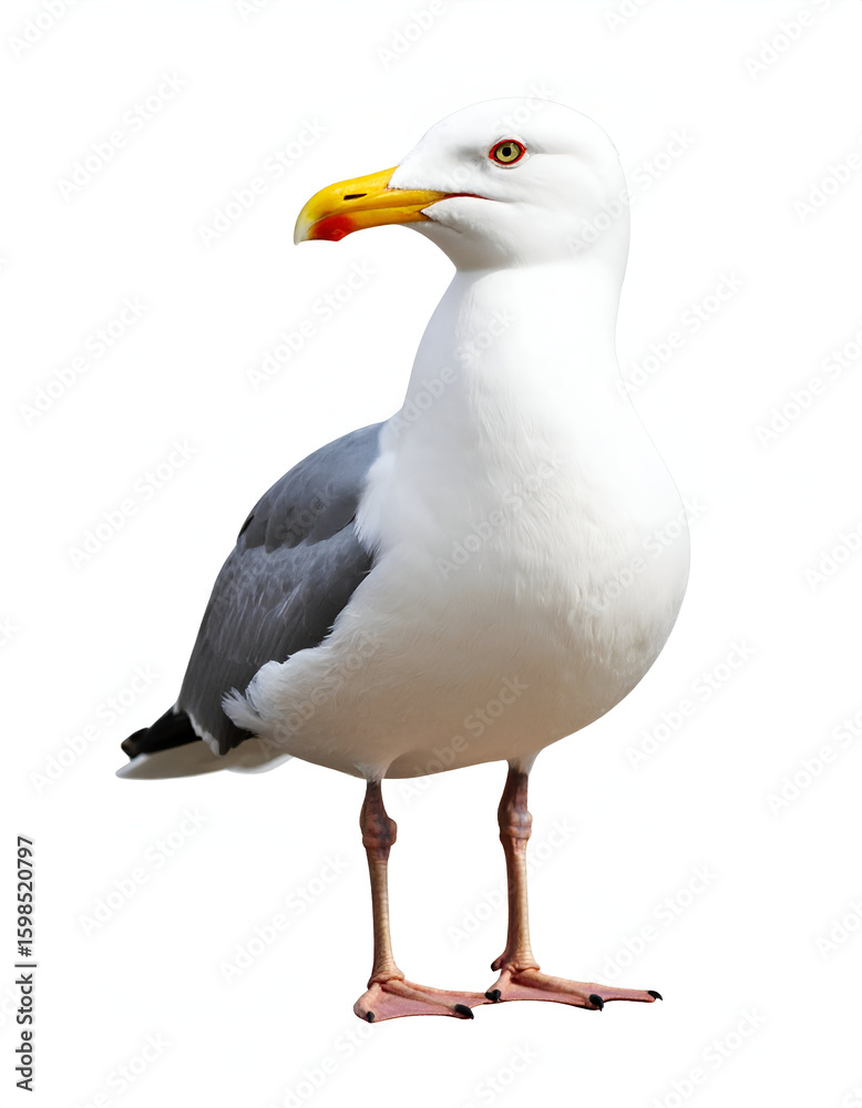 Fototapeta premium Seagull bird white background.