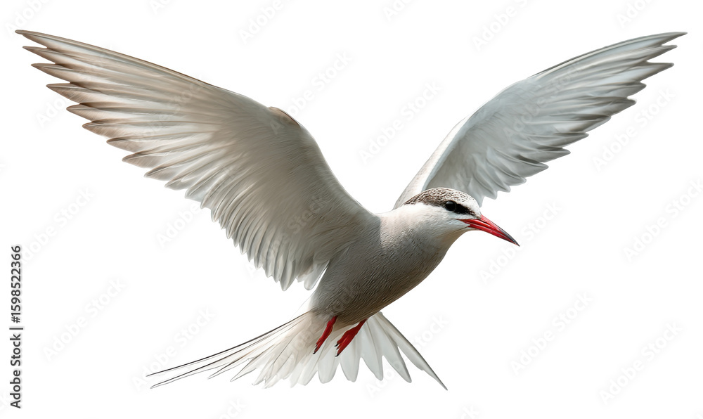 Obraz premium A seagull in flight against a black background