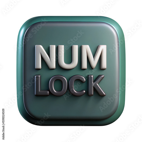 3d num lock key isolated on transparent background