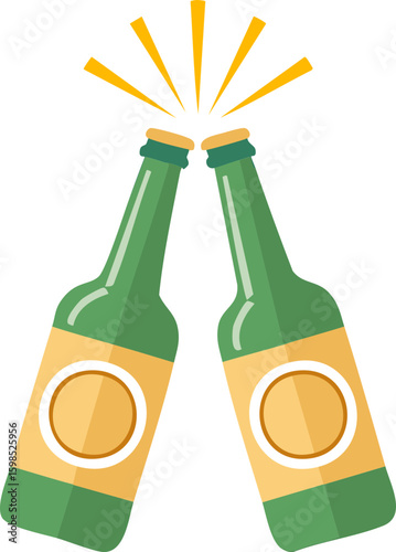 Cheers with Bottled Beer - Celebration Moment