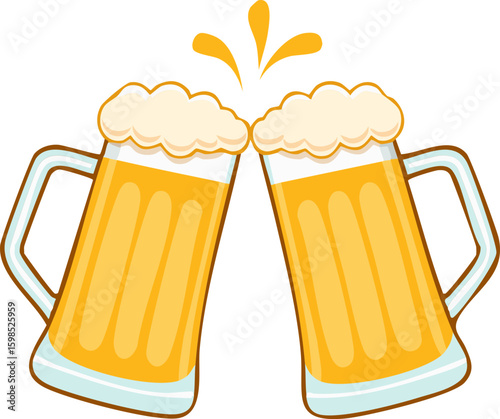 Two Beer Mugs Clinking