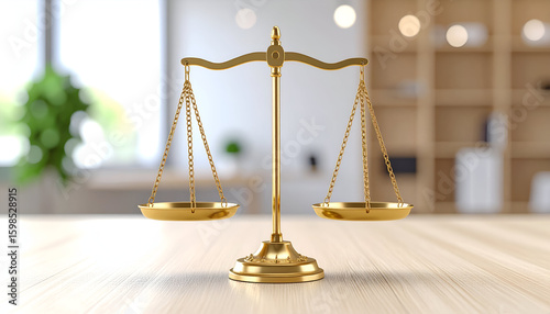 Golden Scales Justice Office Desk.