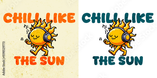 Chill Like The Sun: A delightful illustration of a personified sun, radiating positivity and calmness, embodies the essence of relaxation and carefree vibes.