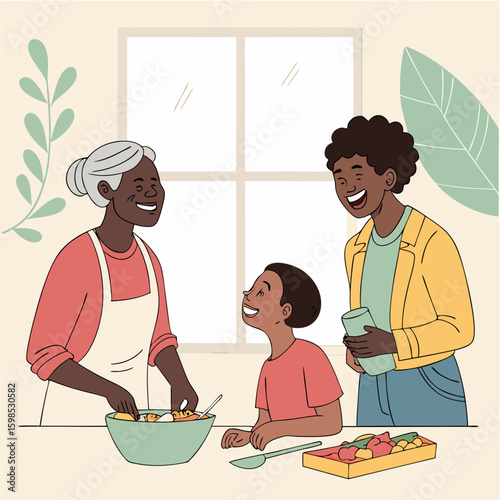 mother and daughter cooking together