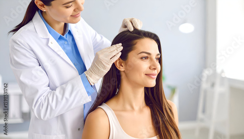 Hair transplant consultation with clinic.