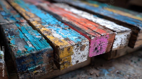 upcycled wood texture with paint remnants