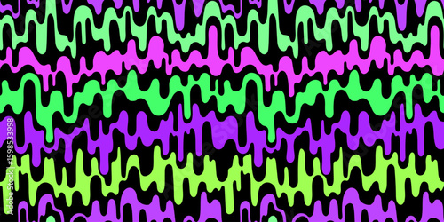 Multicolored wavy lines, dripping drops. Seamless pattern