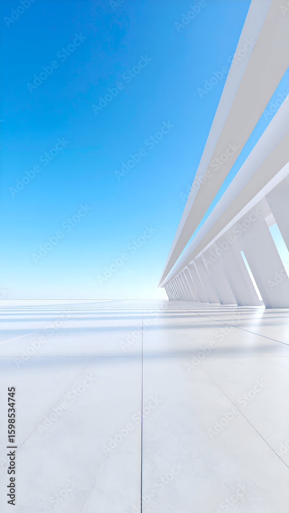 Obraz premium Modern White Architecture with Blue Sky.