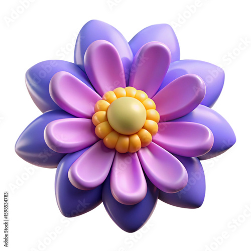 Flower Plastic 3D Icon for Nature Garden and Floral Decoration Concepts

