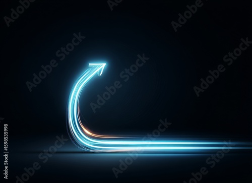 Wallpaper Mural On a stark black backdrop, a luminous blue arrow shines, angled upwards, implying forward movement and growth with an impression of haste and trajectory Torontodigital.ca