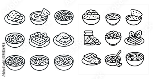 Wallpaper Mural Set of white bowls with various food items in them. The bowls are arranged in a grid pattern, with some bowls overlapping each other Torontodigital.ca