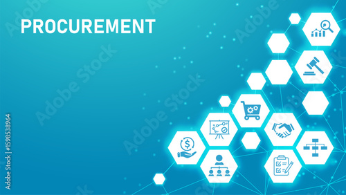Procurement management banner web icon vector illustration concept with icon of operational management, strategy, structure, people, governance, process, technology and performance.