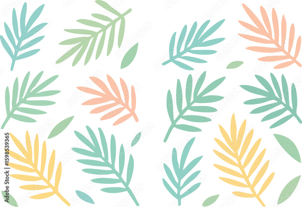 Fototapeta premium Colorful Tropical Palm Leaf Pattern.