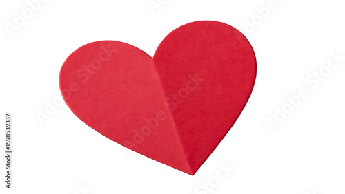 Paper heart heart element symbol of love isolated on white background PNG. AI GENERATED.