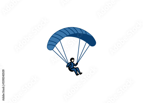 Vector illustration of a cartoon parachutist soaring in the air