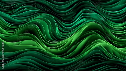 Emerald Green Wave Abstract, Abstract Art, Digital Art