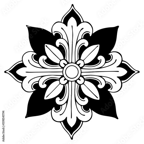 Baroque Style Golden Mandala on Royal Velvet