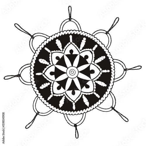 Embroidered Rope Mandala in Metallic Gold