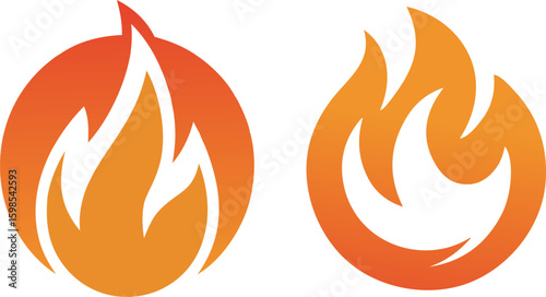 Dynamic Flame Circle Logos