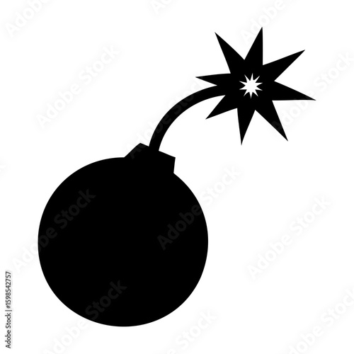 Bomb explosion silhouette representing danger and hazard, depicting a boom and detonation event, showcasing explosive power and potential risk, emphasizing the explosive force.