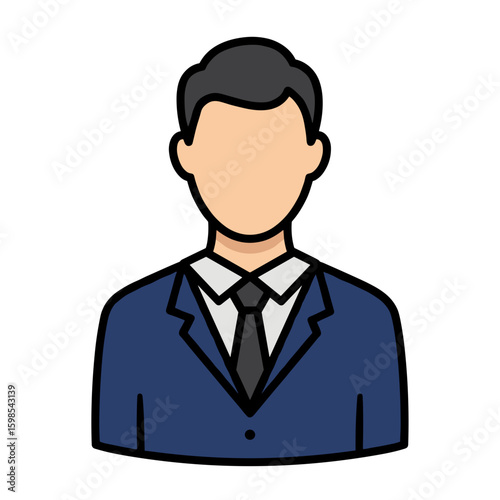 Male business figure in suit with necktie featuring no face  