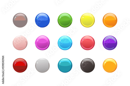 Colorful glossy buttons vector illustration set for web design and decoration