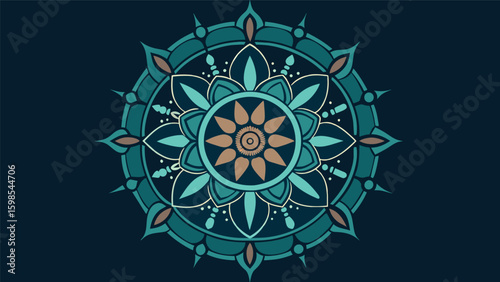 A circular mandala composed of intricate symbols and shapes a perfect tool for achieving deeper levels of concentration.. Vector illustration