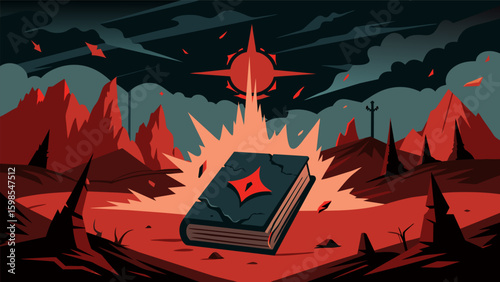 A chaotic dream of a postapocalyptic world was brought to life in my journal with jagged lines dark hues and splashes of red to represent the fiery. Vector illustration