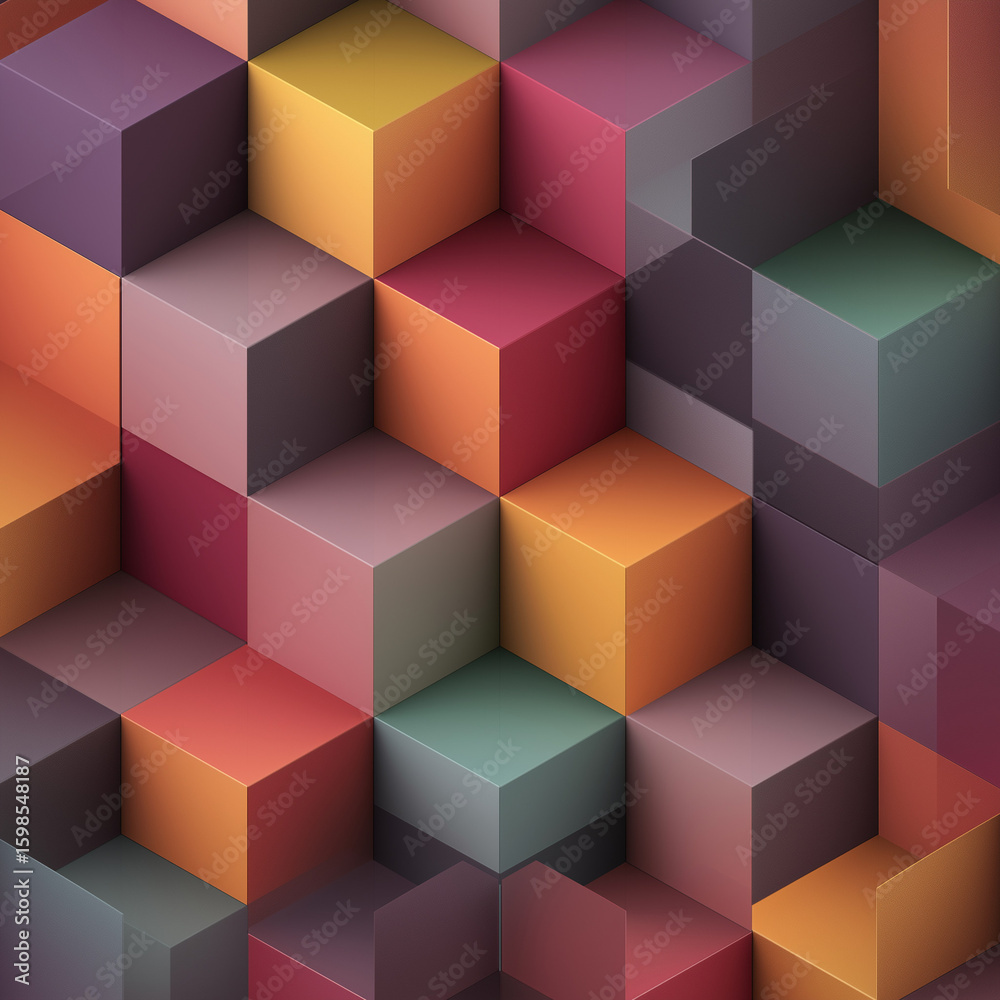 Obraz premium Abstract Cubes with Gradient Colors