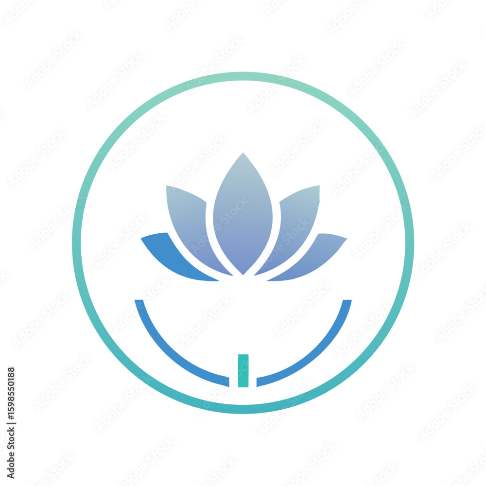 Fototapeta premium Blue Lotus Vector Icon in Blue Circle